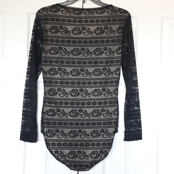 Max Studio Specialty MSSP lace bodysuit black nylon blend size Medium - Picture 10 of 10
